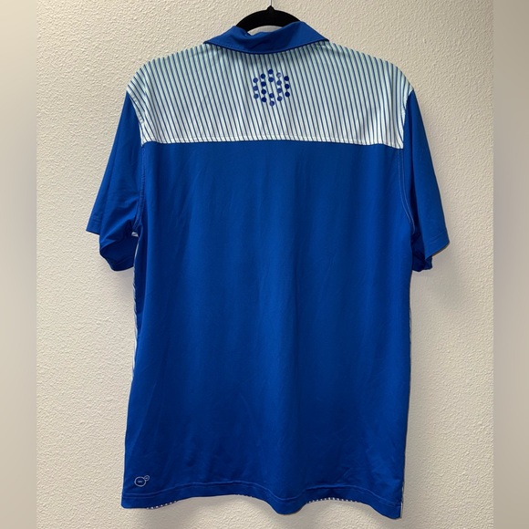 PUMA Power Cool Polo Shirt. Blue & White Stripes. Size Medium. - Picture 6 of 6